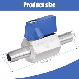 304 Stainless Steel Ball Valve,Hose ID Barb,Water Shut Off Valve,Various Sizes of Ball Valves,Valve Flow Regulation in Industrial Applications,Ball Valve for Water,Gas,and Oil (3/8”Ball Valve)
