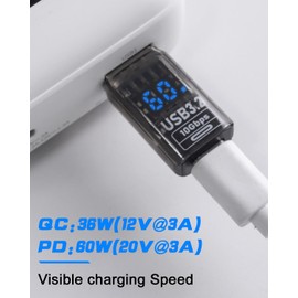 Maxhood USB-C Female to USB Male Adapter 10Gbps, 1pack USB C to USB A Adapter with LED Digital Display, Transparent Type C to USB 3.2 Type A Charger Converter Compatible for Macbook, Smartphone