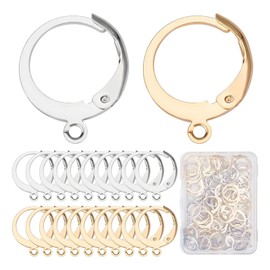 CVNRCLP 80Pcs (40 Pairs) 18K Gold Plated Stainless Steel Leverback Earring Hooks – Round Huggie Hoop French Ear Wire Findings for Jewelry Making