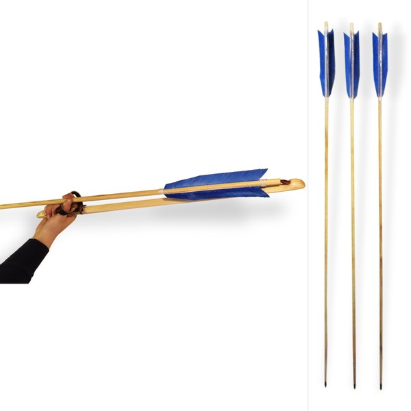 Nanticoke Atlatl with Leather Handle and Three Five Foot Fletched Darts