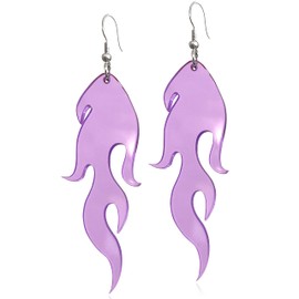 Transparent Acrylic Flame Dangle Drop Earrings Dainty Multicolor Neon Flames Hook Earrings Punk Rock Hip Hop Fire Element Earrings for Women Hollow Jewelry Gifts Cosplay Costume Accessories (Transparent Purple)