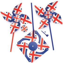 Baker Ross PJ130 Make Your Own Union Windmill Kit - Pack of 6, British Craft and Party Bag Filler for Kids