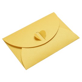 PATIKIL Mini Envelopes, 50 Pack Heart Clasp Tiny Items Storage Cute Present Card Holder for Wedding Greeting Party, Yellow
