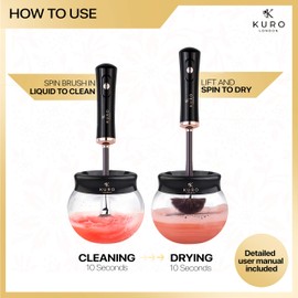 Generic Kuro Makeup Brush Cleaner and Dryer Machine Gift Box | Fast, Automatic & Deep Cleaning | 2x Premium Travel Pouches Included Free | Makeup Brushes Clean Tools