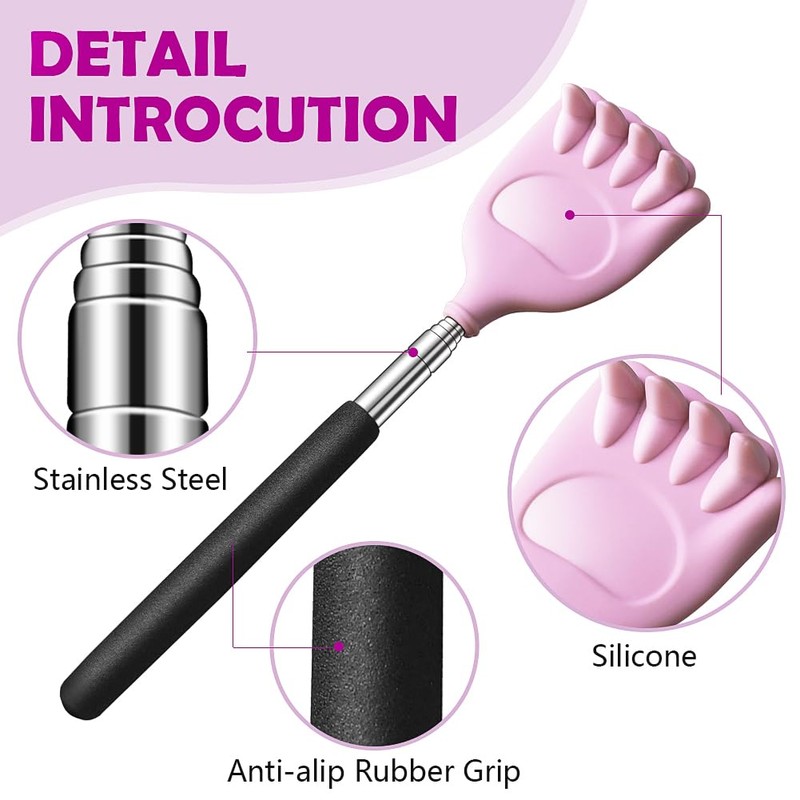 HIWZZI Back Scratcher Extendable Silicone Bear Claw Massager Tool Telescoping