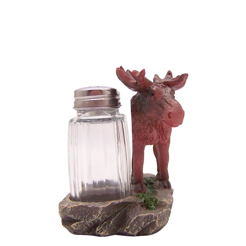 Moose Standing on a Rock Salt and Pepper Set Holder,