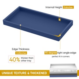 Bathroom Counter Tray,EG-SIPRO High-Grade Thickened Silicone Vanity Tray,Shatterproof Durable Rectangle Tray Soap Dispenser for Countertop,Sapphire Blue,Small+Large (EGTRAY)