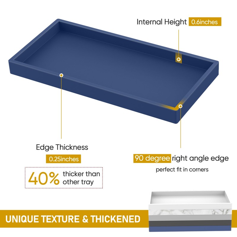 Bathroom Counter Tray,EG-SIPRO High-Grade Thickened Silicone Vanity Tray,Shatterproof Durable Rectangle