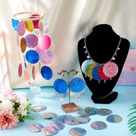 Bestewelry 150Pcs 52mm Large Sequins for Crafts Flat Round Gradient Paillette Links with Double Holes Flat Disc PVC Paillette Flakes Spangles for DIY Crafts Wind Chimes Clothing Sewing