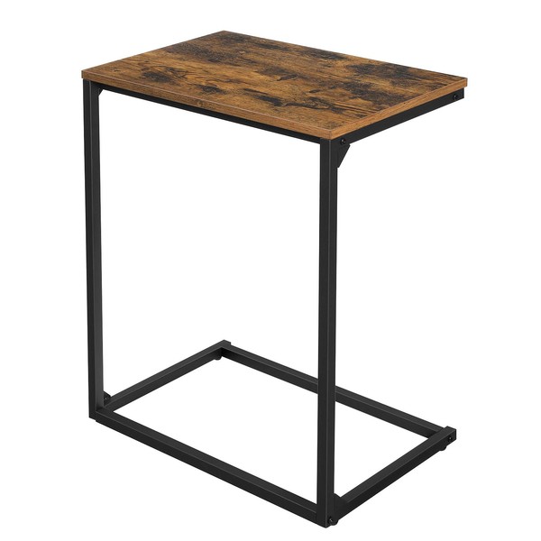 VASAGLE C Shape End Table, Small Coffee Table for Couch Or Sofa, Industrial Side Table in Living Room, Bedroom, 13.8 x 21.7 x 26 Inches, Rustic Brown and Black ULNT52BX