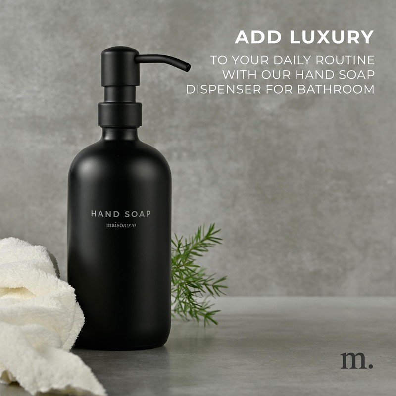MaisoNovo Soap Dispenser 1-Piece Set | 16.9oz Black Bottles with