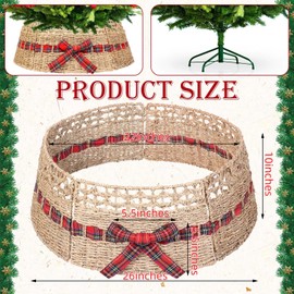 Christmas Tree Collar Rattan - 26" Rustic Wicker Christmas Tree Ring,Natural Woven Farmhouse Holiday Tree Skirt Cover,Xmas Tree Base Cover,Warm and Cozy Christmas Tree Accessories for Home Decoration