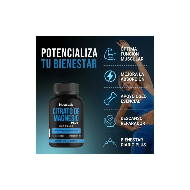 Citrato Magnesio Alta Absorción Capsulas 610mg Nuvalab Sabor