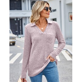 Gemulate Ladies Jumpers Long Sleeve Tops Jumpers for Women UK Ladies Lightweight Sweatshirts Jumpers Ladies Polar Neck Jumper Women -Light Purple, M