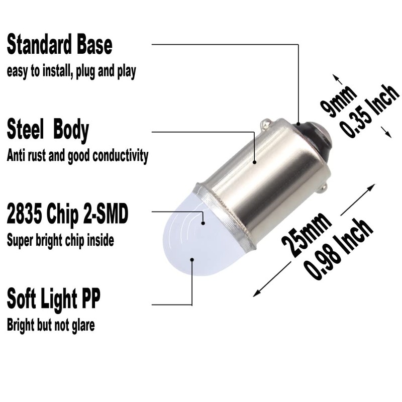 Yoper BA9S 53 57 1895 64111 LED Light Bulb for