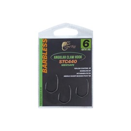Angular Claw Carp Hooks Wide Gape - STC440, PTFE Coated Barbed/Barbless Claw Hooks size 2 to 8 for Carp fishing (Barbeless, 6)