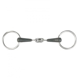 HORZE Oval Link Loose Ring Snaffle Bit - Black - 3 3/4