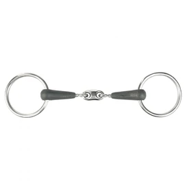 HORZE Oval Link Loose Ring Snaffle Bit - Black - 3 3/4