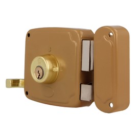 Amig Door Lock - Right Wheel Lock with Locking Lever, Latch and Handle | Golden Steel | Dimensions: 85 x 95 mm | Ideal for Wooden Entrance or Passage Doors