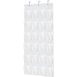 Over The Door Shoe Organizer - Space Saving Shoe Rack for Closet Door with 24 Pockets and Hook, Shoe Holder  of Door Organizers for Shoes, Hanging Shoe Organizer (white) - Color: White, Size: 1pc
