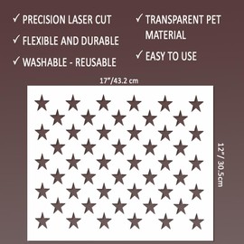 Extra Large Star Stencil (17x12 Inches) - 50 Stars American Flag Stencils for Painting on Wood - Airbrush, DIY Drawing, Spray Paint Stencil & Crafts - Reusable USA Patriotic Wall Stencil & Template