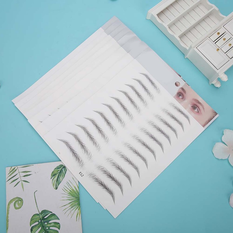 8pcs Tattoo Eyebrow Sticker Waterproof Breathable Long Lasting False Eyebrows