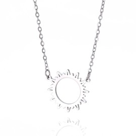 VASSAGO Sun Necklace for Women Dainty Sun Pendant Necklace Simple Shiny Necklaces Daily Jewelry Gift for Women Men, Stainless steel, stainless steel, No Gemstone