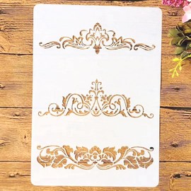 TIAMECH A4 Reusable Border Edge Flower Stencil for Painting - Furniture Lines Layering Template, DIY Wall Art, Wood Furniture, Scrapbook & Crafts (8.3x11.7inch)