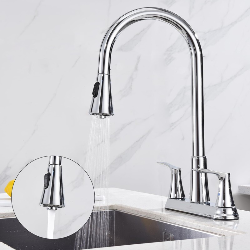 HOMELODY 2 Handles Kitchen Faucet with Pull Down Sprayer for