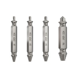 FOCMKEAS 4PCS Damaged Screw Extractor, Remover Set for Stripped Screws Nuts, Bolt Extractor Kit, Gifts for Men, Bolts Drill Bit Tools for Easy Removal of Rusty Broken(Sliver Gray)