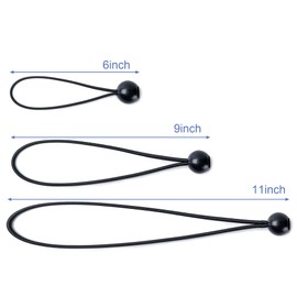 30 Pack Ball Bungee Cord, 11 inch Heavy Duty Bungie Cord Balls Canopy Tarp Tie Down Bungee Balls for Camping, Tents, Cargo,Holding Wire and Hoses, Patio Umbrellas, Awning (Black)