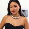 Caiguoer Punk Necklace Adjustable Exaggerated Round Pearl Choker Necklace Accessories