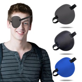 THSIREE 3PCS Eye Patch, Medical Eye Patches for Kids and Adults, Soft Amblyopia Lazy Eye Patches for Left or Right Eyes (Black, Blue, Black Gray)