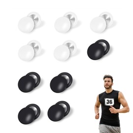 10PCS Race Number Magnets Black and White Running Bib Magnets Race Bib Magnets Fixing Fastener Clip for Triathlon Cycling Field Competition Running Holder Magnet for Runners Field Run Supplies