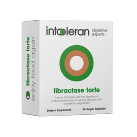 Intoleran Fibractase Forte Digestive Enzymes - 36 Capsules | Supplement for Fructans & Galactans Intolerance | Helps Digest Carbohydrates; Grains, Legumes, Onion, Garlic & wheats | Pure and Vegan