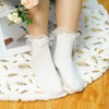 Haakong 3 Pairs White Lace Ruffle Socks for Women Cotton