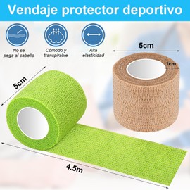 Vendaje Deportivo, Vendaje Elástico No Tejido, Vendaje Autoadhesivo, Suave, Transpirable, Impermeable, Adecuado para Estiramientos Deportivos, Esguinces de Muñeca y Tobillo - 12 Colores - 5 cm x 4.5 m