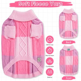 To A Turn Turtleneck Pet Sweaters for Dogs Boys or Girls,Color Inlay and Moving Needle Pattern Dog Sweater,Pet Clothes,Dog Sweaters,Suitable for Various Breeds Dogs or Sizes(Pink Group,S)