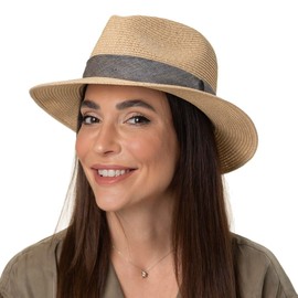 Stetson Nark Traveller Toyo Straw Hat Beach Summer (XL (60-61 cm) - Beige-Mottled)