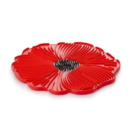 Charles Viancin - Poppy Red Food Safe Silicone Trivet - 6''/15cm - Withstands Temperatures up to 220°C / 428°F - BPA-Free, Plastic Free, Food-Grade Silicone - Microwave and Dishwasher Safe