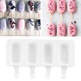 Molde para Helados, Molde De Silicona Con 4 Compartimentos para Hacer Hielo, Herramienta para Hacer Helados Con Palitos para Uso Doméstico Y Bricolaje