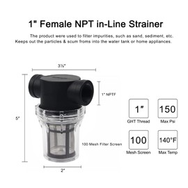 AutoRocking 1" Female NPT in-Line Strainer with 100 Mesh Stainless Steel Filter Screen (MWP 150 PSI)