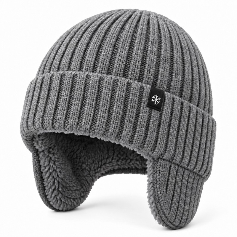 Winter Knit Hat with Ear Flaps for Men and Women