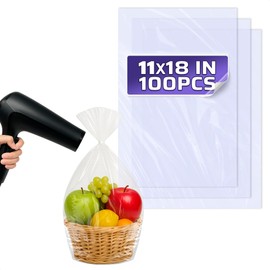 100 Pcs Heat Shrink Wrap Bags – 11x18" Heat Shrink Bags Compatible with Hair Dryer at Medium Temperature – Suitable for Books, Gifts, DIY Sets, Stationery, and Cosmetics, Protect from Dust & Moisture