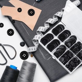 160 Pcs Black Sewing Buttons,5 Sizes Mixed Sewing Button,Craft Buttons,Shirt Button Pants Button,Decorative Buttons,Perfect for Sewing,DIY,Suits,Jeans,Decorations and Other Garment-Related Sewing