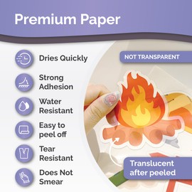 Premium Semi-Clear Sticker Paper - 30 Sheets - A4 - Semi-Transparent Sticker Paper for Laser & Inkjet - Waterproof Printable Sticker Paper That Dries Quickly - Compatible with Cricut