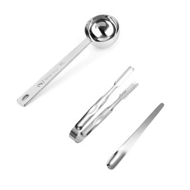 304 Stainless Steel Coffee Scoop, 30ML Long Handle Coffee Scoop, Tablespoon Measuring Spoon With Sugar Cube Clip and Coffee Stirring Spoon