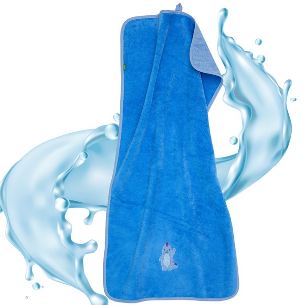 Smithy Children's Hand Towel with Dinosaur, 50 x 100 cm, Cotton Microfibre, Baby Towel, Boy, Soft Velour, Blue
