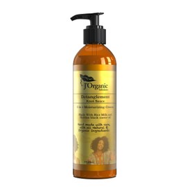 J'Organic Solutions Knot Sauce Detangler/Leave-In Cream with Haitian Castor Oil for Curly, Kinky, Coily 4C Hair - Natural Hydration & Anti-Breakage