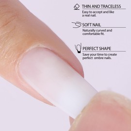 Beautilux Press On Nails Ombre White 280 Pcs 14 Sizes Oval Medium Press On Acrylic Nail Tips Soak Off Full Cover False Nail (OJP280-OM-01)